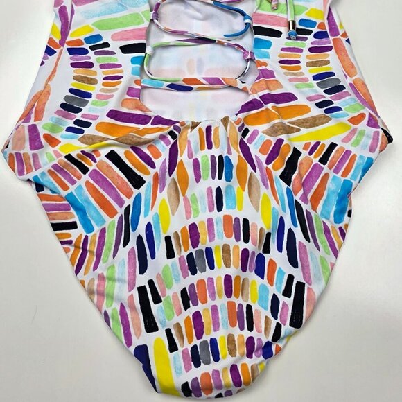 Bar III Kaleidoscope One Piece Halter Strapless Swimsuit NEW - M - Picture 5 of 10